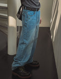 Rotin Studded Wide Denim Pants