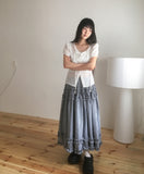Pulleu Strap Punching Puff Blouse