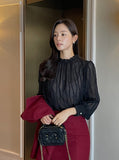 Riaki Frill See-Through Lace Blouse