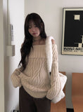 Tome Cable Off-Shoulder Loose-Fit Knit