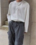 Rico Ribbed Cut-out Henley Neck Knit