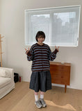 [unisex] Horiring Punching Stripe Over Cardigan