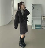 High-Neck Button Zipper Bomber String Jacket