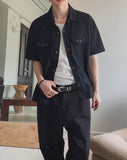 Bundry Waist Snap Pocket Short Sleeve Shirt