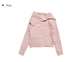 Vida button open neck ribbed knit