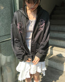Palmk Overfit Ribbon Patch Hooded Zip-Up