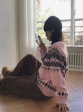 Babe Vintage Snowflake Nordic Round Long Sleeve Knit