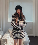 Pierre Stripe Set-up Two-Way Hood Zip-Up