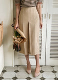Gret Pintuck Slit Long Skirt