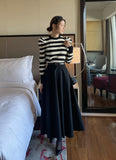 Polsyu belted flared long skirt