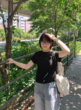 Nare Basic Span Round Short Sleeve Tee
