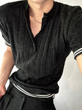 Magnum Muscle Fit Henley Neck Short Sleeve Knit