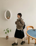 Beltin duffel cable crop collar cardigan