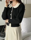 Sopid Frill Collar Knit Cardigan