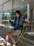 Gradation washing denim hoodie