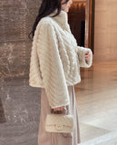 Lumare High-Neck Eco Fur Mink Short Jacket