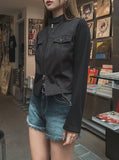 Liberal Crop Two-Way Biker Jacket