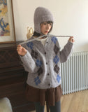 [Wool20] Necker Vintage Diamond Argyle Knit Cardigan