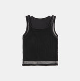 Double mesh layered sleeveless top