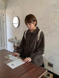 [BAONHAUS] Malbon Check Shirring Collar Blouse