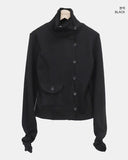 Puan High-Neck Button Knit Cardigan