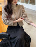 Demit Dumble Fluffy Crop Cardigan Jacket