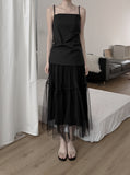 Rie Chiffon Layered Tulle Skirt