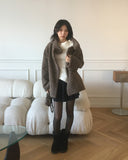 Neon Rose Corsage Wave Off-shoulder Knit