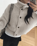 Alpo high neck button knit cardigan