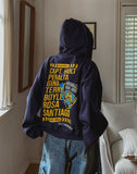 Police Semi-Crop Over Printed Hood Zip-Up