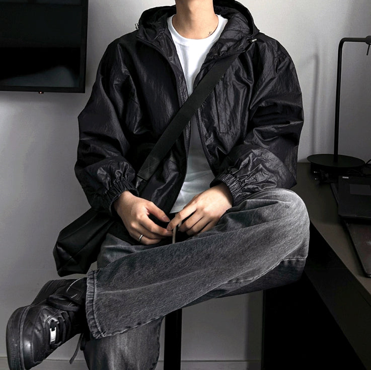 【COSYHARU】Crop hood windbreaker arc-in crop hood windbreaker - COSYHARU | 60% - Asian