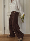 Leaf double pin tuck string wide slacks