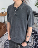 Pad Pigment Collar Knit Short Sleeve