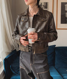 Snug Vintage Cropped Leather Jacket