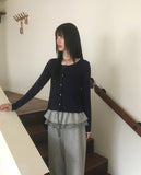 Nib chiffon lace knit cardigan