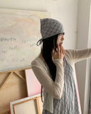 Sewn V-neck see-through button crop cardigan