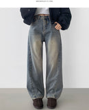 Winter Side Cut Fleece Brushed Wide Fit Denim Pants