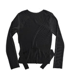 Art Pleated See-Through Long Sleeve