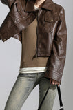Crop Stiff Leather Jacket