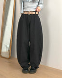 Cookie Stripe Cut Balloon Fit Wide Cotton Long Pants