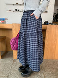Milcat Check Banding Long Skirt