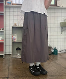 Kebu Nylon Cargo Banding Long Skirt