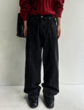 Cut-off wide denim pants