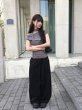Paron Summer Cotton String Wide Pintuck Pants