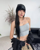 Leila Ribbed Crop Tube Top (with Cap)