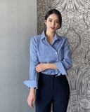 Kanye Stripe Wave Button Blouse