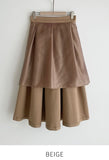 Loreson Wool Pintuck Flare Skirt