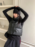Debbie Leather Crop Padding Vest