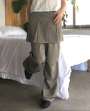 Mne layered pin tuck pleated wrap skirt skirt pants