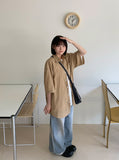 Nyuil Summer Washing Wide Light Blue Denim Pants